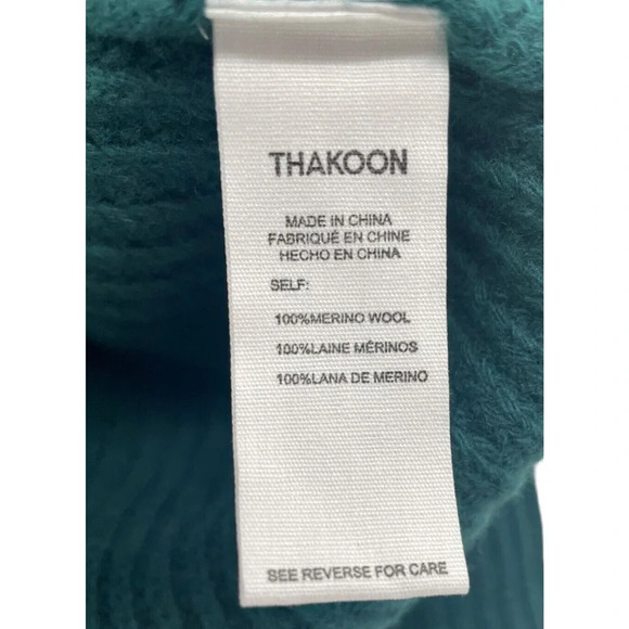 Thakoon Womens Pointelle Turtleneck Sweater Merino Wool Dark Green Size XS NWT - Picture 8 of 8